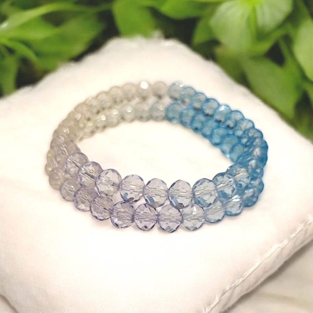 Elegant Multi-Color Glass Bead Bracelet Set Of Two